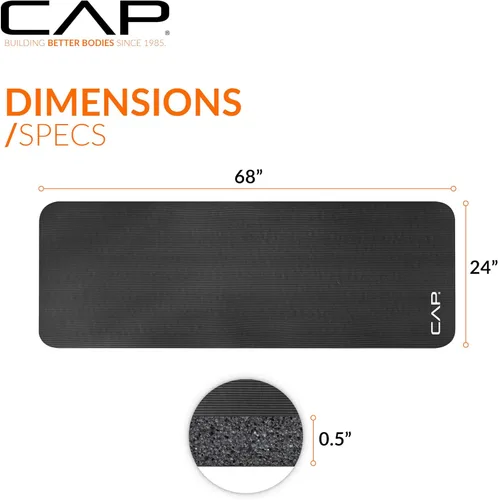 Miniatura 4 de CAP Barbell Colchoneta de yoga y ejercicio de alta densidad de 1/2 pulgada con correa Múltiples opciones
