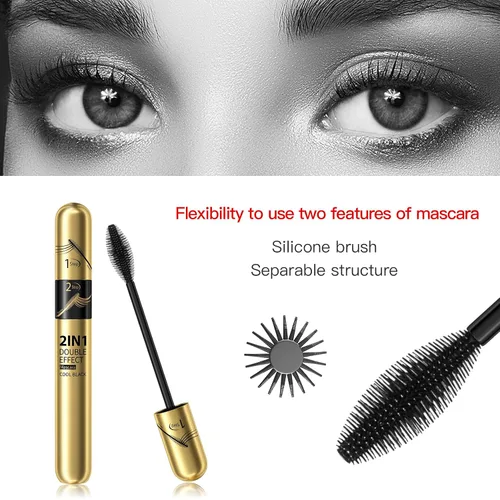 Miniatura 7 de Máscara de pestañas 4D Golden Goddess Black 2 en 1, extensión de pestañas líquidas para pestañas impermeables 5 veces más largas y llenas (1 unidad)