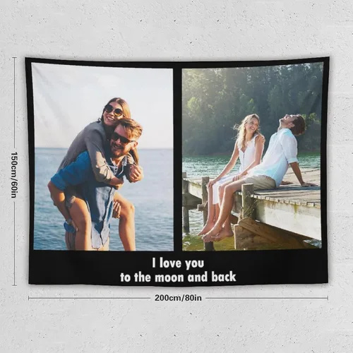 Miniatura 2 de Tapiz personalizado para cargar imágenes con fotos y textos, tapiz personalizado para colgar en la pared, manta de telón de fondo para decoración