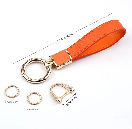 Miniatura 2 de Los soportes de cuero para llavero de automóvil de uso general para hombres y mujeres se pueden girar 360 grados, anillos en D antipérdida, hebilla