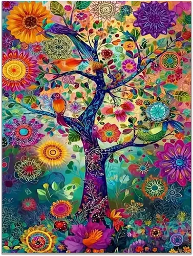 Miniatura 24 de VOCBAN Nature Tree of Life Abstract Pictures Canvas Painting Large Modern Canvas Wall Art Colorful Trees Living Room Wall Decor Plant Prints(black
