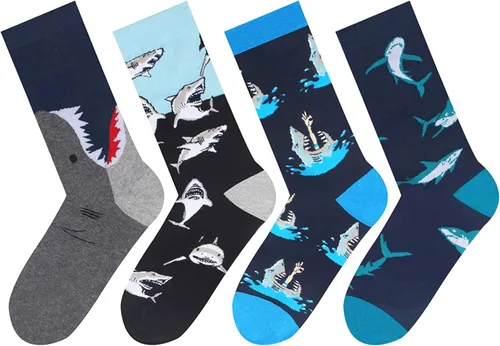 Miniatura 4 de Regalos divertidos de tiburón para hombres, regalos de animales, calcetines de pie grande alienígena, regalos de Navidad, paquete de 4