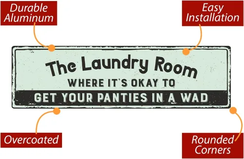 Miniatura 4 de SmartSign Divertido letrero de metal vintage con texto en inglés "Where It's Okay To Get Your Panties In A Wad", 4 x 14 pulgadas, aluminio