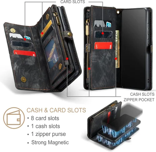 Miniatura 3 de Asuwish Funda de teléfono para Samsung Galaxy S21 Ultra Glaxay S21ultra 5G con cremallera, protector de pantalla de vidrio templado y tarjetero