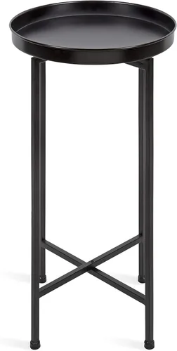 Miniatura 4 de Kate and Laurel Celia - Mesa decorativa redonda de metal plegable con bandeja superior, negro