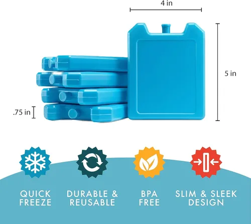 Miniatura 4 de Cool Coolers de Fit + Fresh, paquete de 5 bloques de hielo para los días de la semana, paquetes de hielo compactos reutilizables para loncheras