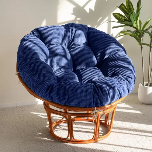 Miniatura 10 de HIGOGOGO Cojín para silla Papasan con funda de corduroy (sin silla), cojín de apoyo de 48 x 48 pulgadas, cojín para silla acolchado, beige
