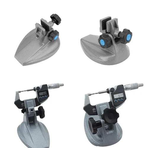 Miniatura 7 de Soporte para micrómetro, base de soporte de 0 a 3.937 in, soporte fijo antideslizante de precisión de metal estable para ingeniero maquinista