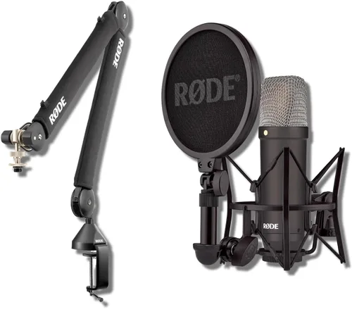 Miniatura 16 de Rode NT1 Signature - Paquete de micrófono condensador de diafragma grande negro con soporte de trípode MS7701B Euro Boom - Micrófono de estudio XLR