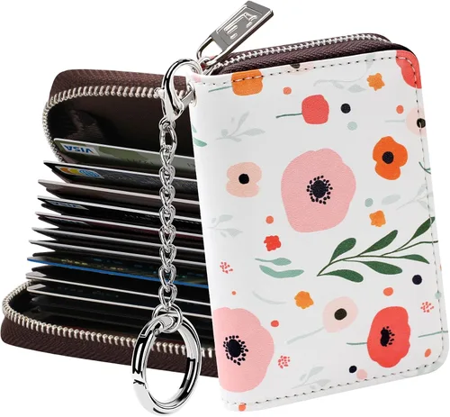 Miniatura 40 de FurArt Cartera con Cremallera para Mujeres, Cartera con Bloqueo RFID para Tarjetas de Crédito, Portador de Tarjetas de Presentación, Cartera Llavero