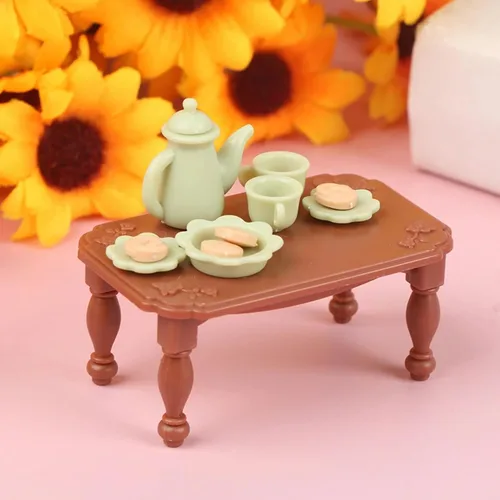 Miniatura 4 de Juego de Casa de Muñecas Familiar para Sala de Estar — Piano con Banco y Partitura, Dos Sillones, Mesa de Centro, Lámpara de Pie y Juego de Té