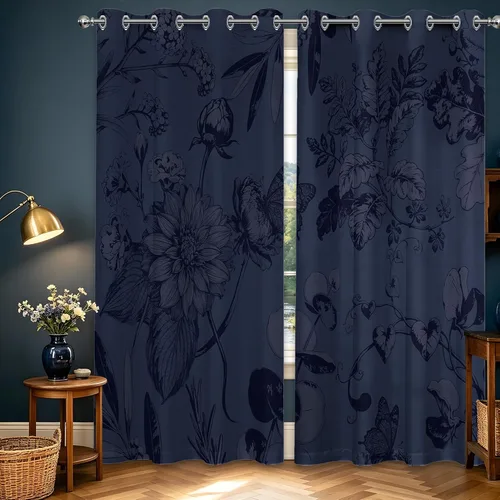 Miniatura 22 de Cortinas opacas negras y doradas, cortinas modernas de mediados de siglo para dormitorio, sala de estar, 63 pulgadas de largo, juego de 2 paneles