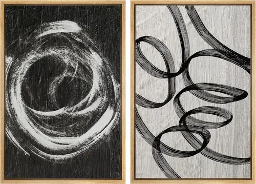 Miniatura 76 de SIGNWIN Lienzo enmarcado para pared, ilustraciones abstractas texturizadas en tonos beige terrosos, arte moderno, decorativo, contemporáneo