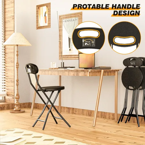 Miniatura 6 de 5Rcom Taburete plegable, 1 paquete de 18 pulgadas de taburete plegable de bar con respaldo y asa, taburetes plegables para adultos de hasta 350