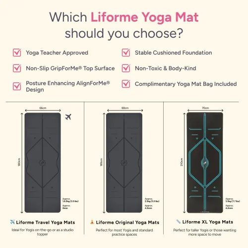 Miniatura 5 de Liforme Tapete Especial para Yoga – Incluye Bolsa de Yoga Gratis - Sistema de Alineación Patentado, Agarre al Estilo Guerrero, Antideslizante, Rojo