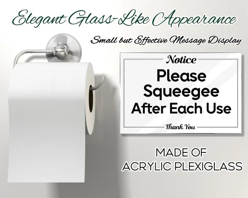 Miniatura 2 de Letreros de baño Essentials for Hosts – Letrero acrílico de 4 x 6 pulgadas con cinta de montaje – Please Squeegee After Each Use Bathroom Sign