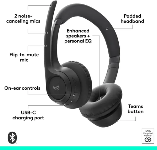 Miniatura 6 de Logitech Zone 305 - Auriculares inalámbricos Bluetooth con micrófono, Bluetooth nativo, para equipos de Microsoft, compatibles con Windows, Mac