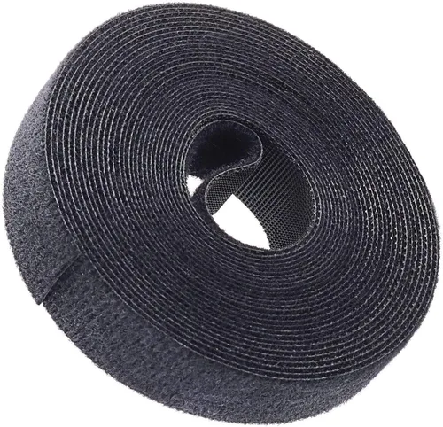 Cinta de sujeción reutilizable para cables, rollo de gancho de doble cara de 3/4 pulgadas (5 yardas, versión mejorada negra)