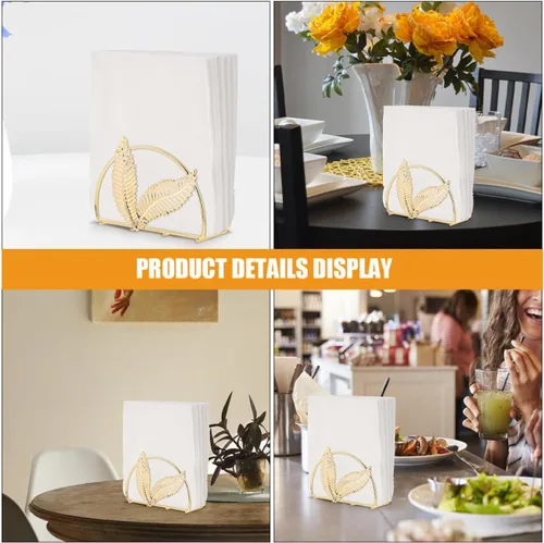 Miniatura 6 de HOMSFOU 2pcs Metal Napkin Holder Rack Set, Standing Paper Tissue Dispenser for Tabletop, Modern Farmhouse Style Serviette Organizer for Restaurant