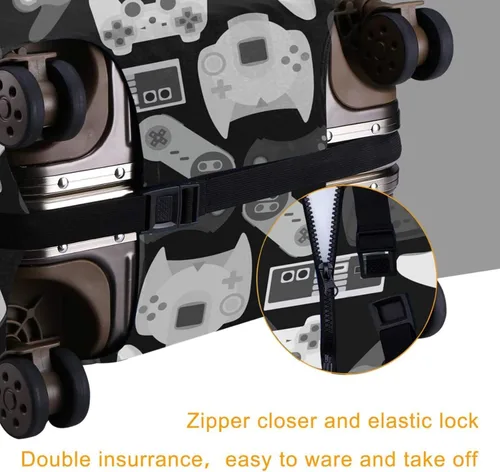 Miniatura 4 de Controlador de armas de videojuegos, diseño blanco y negro, funda de equipaje de viaje, protector de maleta, fundas elásticas para equipaje
