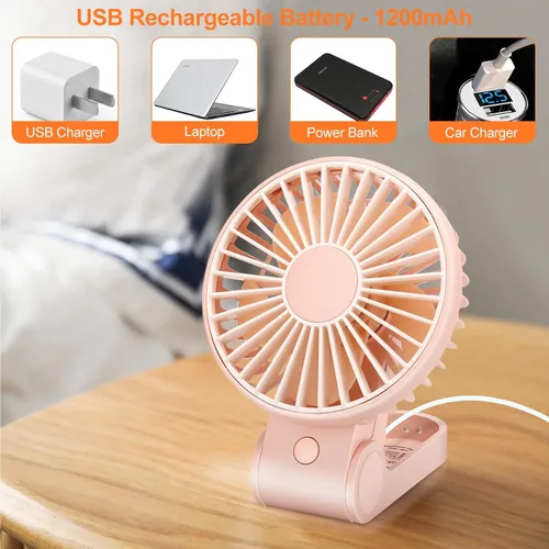 Miniatura 5 de TriPole Mini ventilador de mano USB, ventilador portátil recargable con pilas, ventilador de escritorio plegable de 3 velocidades, ventilador