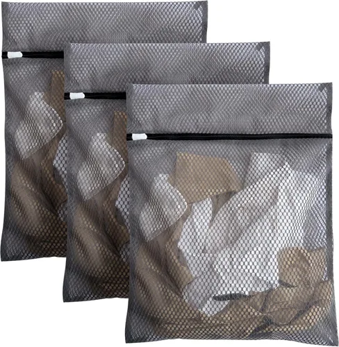 Miniatura 8 de Paquete de 2 bolsas de malla para lavandería, 23 x 35 pulgadas, bolsas de malla resistentes con cierre de cordón para residentes universitarios