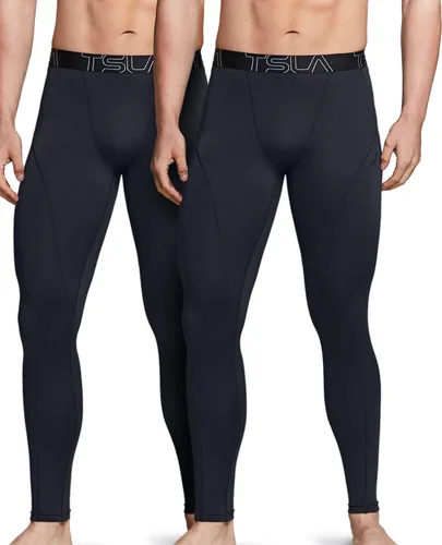 Miniatura 18 de TSLA - Pantalones de compresión térmica para hombres, calzas deportivas para correr, ropa base de invierno