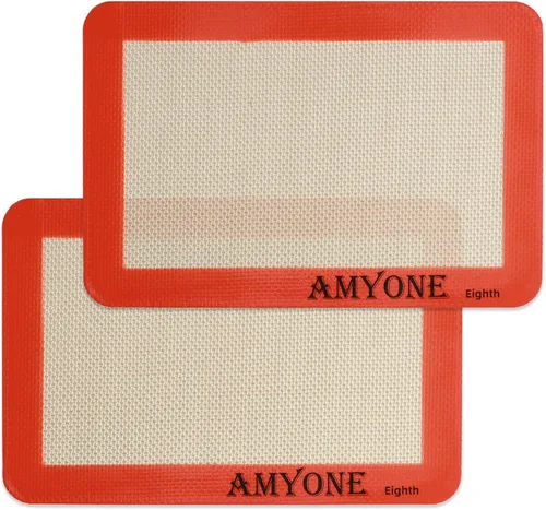 Miniatura 22 de AMYONE Alfombrilla para hornear de silicona de un cuarto, 2 piezas de alfombrillas para hornear de silicona antiadherente, hoja para galletas