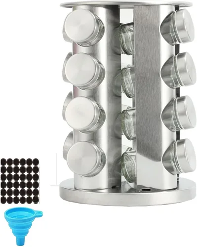 Miniatura 12 de Juego de estante de especias giratorio, organizador de torre de especias de cocina para encimera o gabinete, organizador de condimentos giratorio