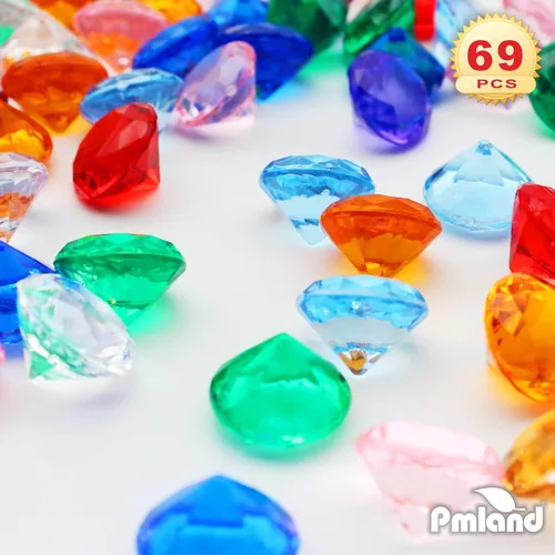 Miniatura 3 de PMLAND 69 piezas de cristales redondos grandes de diamantes acrílicos de 0.98 pulgadas (0.984 in), piedras preciosas del tesoro para dispersos