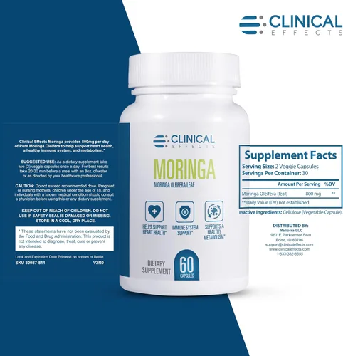 Miniatura 2 de Clinical Effects Moringa Oleifera - 800 mg Cápsulas de Moringa Suplemento Superalimenticio - Suplemento de apoyo para el corazón