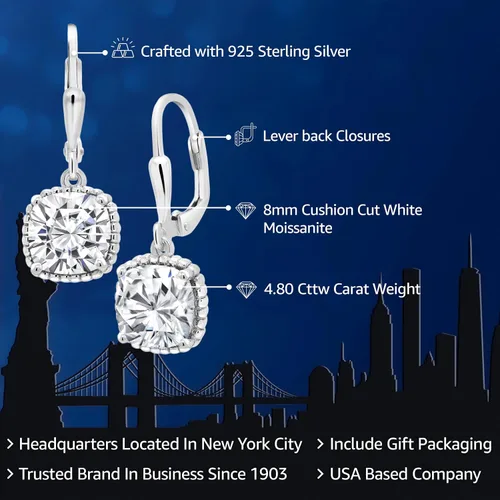 Miniatura 39 de Gem Stone King Aretes colgantes de plata de ley 925 de 0.315 pulgadas para mujer