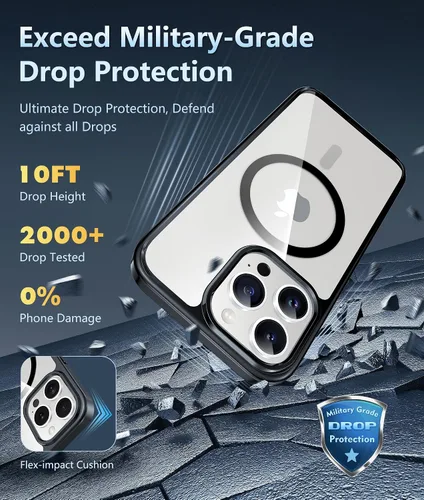 Miniatura 1765 de FNTCASE Funda para iPhone 13 Pro-Max: Fundas magnéticas transparentes compatibles con Magsafe Slim anti amarillamiento protección contra caídas