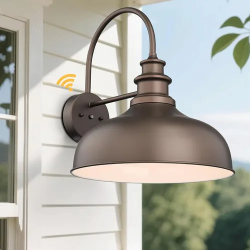 Miniatura 7 de Bestshared Domo grande de 16 pulgadas con sensor de atardecer a amanecer, luz de granero para exteriores, antioxidante, aplique de pared al aire
