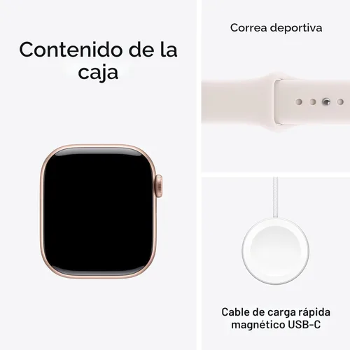 Miniatura 6 de Apple Reloj inteligente de la serie 11 [GPS de 1.654 in] con caja de aluminio oro rosa con banda deportiva color rubor claro - S/M. Puntuación