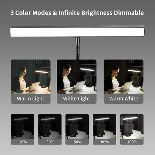 Miniatura 3 de Lámpara de escritorio de piano, lámpara LED 2 en 1 para piano digital de pie y de cola, lámpara de mesa de cuello de cisne flexible de 10W con 3