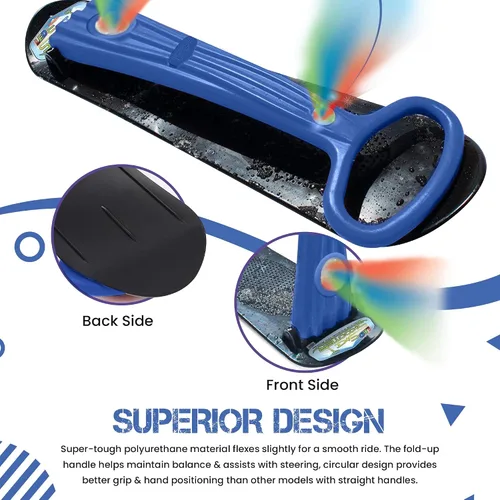 Miniatura 3 de Geospace Winter Fun - Patinete de nieve plegable, patinaje de esquí, trineo de nieve, snowboard para niños con 2 luces LED, tabla de arena portátil