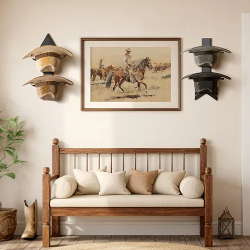 Miniatura 7 de Perchero de Sombreros Vaqueros para Pared Organizador de Sombreros para 10 Gorras de Béisbol y 3 Sombreros Vaqueros con Soporte de Sombreros de Negro