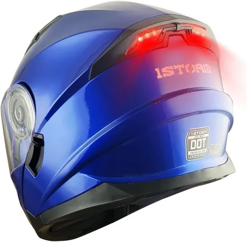 Miniatura 12 de 1Storm Nuevo Casco Modular de Motocicleta con Visera Dual Cara Completa y Luz Trasera LED Recargable: Modular901 Fibra de Carbon Negro