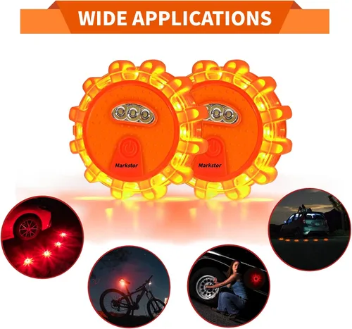 Miniatura 5 de Paquete de 6 luces LED de emergencia para automóvil, base magnética y gancho para luces de carretera con 9 modos intermitentes, luces de emergencia
