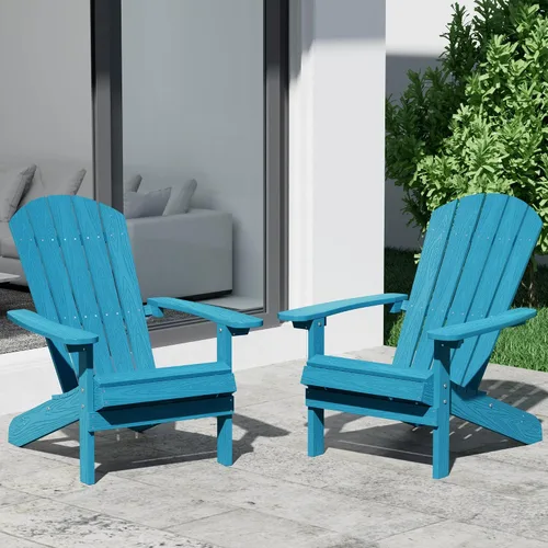 Miniatura 25 de YEFU Silla Adirondack de plástico resistente a la intemperie, sillas de patio con instalación fácil en 5 pasos, se ve exactamente como madera real