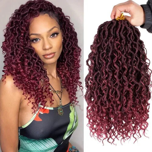 Miniatura 18 de Extensiones de cabello sintético de ganchillo de 24 pulgadas con extremos rizados, extensiones de cabello sintético con extremos rizados, trenzas