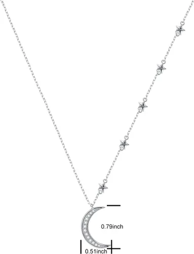 Miniatura 5 de Ladytree Collar con colgante de joyería de luna creciente y estrella de plata de ley 925