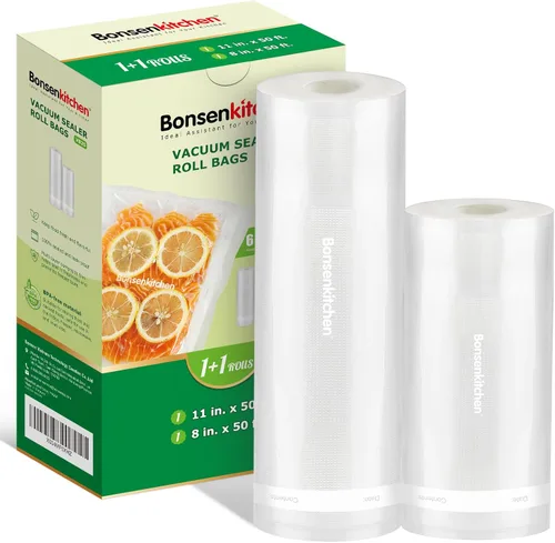 Miniatura 12 de Bonsenkitchen Bolsas Selladoras al Vacío, Rollos de 11" x 20' Paquete de 2 para Conservación de Alimentos, Sin BPA, Resistente, Rollo de Alimentos