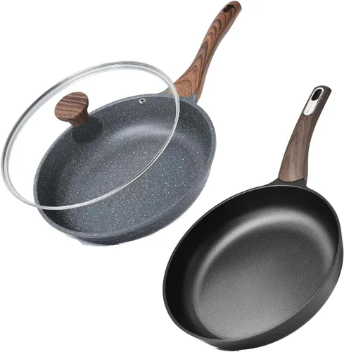 SENSARTE Sartén antiadherente, sartén antiadherente para huevos, sartén para tortilla, cocina saludable con tapa, libre de PFOA/PFOS añadido