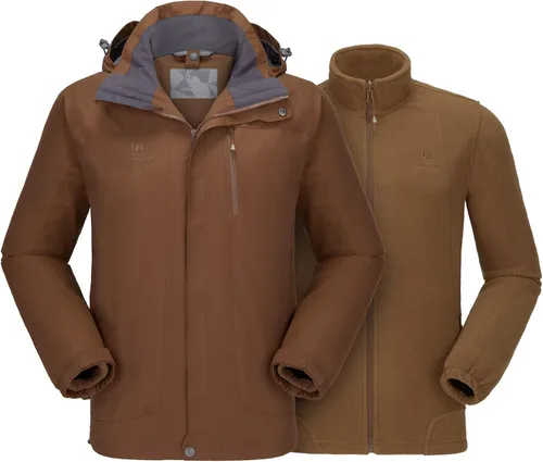 Miniatura 15 de CAMEL CROWN - Chaqueta de esquí para hombre 3 en 1, chaqueta de invierno impermeable para nieve, cortavientos, con capucha y forro polar cálido Gris