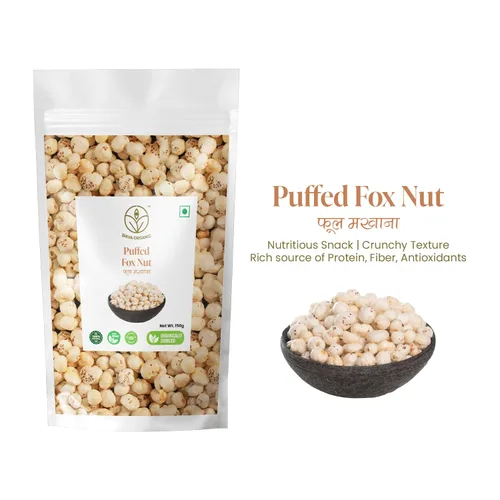 Miniatura 3 de Shiva Organic Raw Phool Makhana 5.29 oz (150 g) – Nueces de zorro de origen indio crujientes y semillas de loto reventadas Bolsa de aperitivos