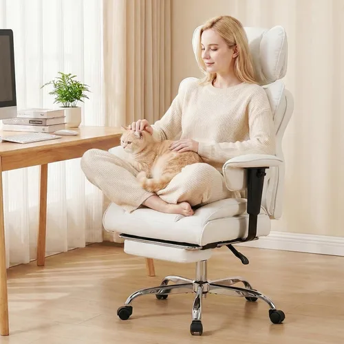 Miniatura 9 de DUMOS Silla de escritorio grande y alta para oficina en casa, silla de computadora para juegos, silla ergonómica ejecutiva con reposapiés, respaldo