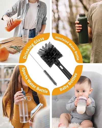 Miniatura 7 de MR.SIGA Water Bottle Brush and Straw Cleaner Brush, Long Handle Bottle Cleaner Brush, 2 in 1 Bottle Cleaning Brush for Sports Bottles, Baby Bottles