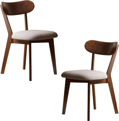 Miniatura 10 de Silla de comedor moderna de nogal de mediados de siglo, marco de roble de grado FAS, silla auxiliar individual de madera maciza sin brazos, alta
